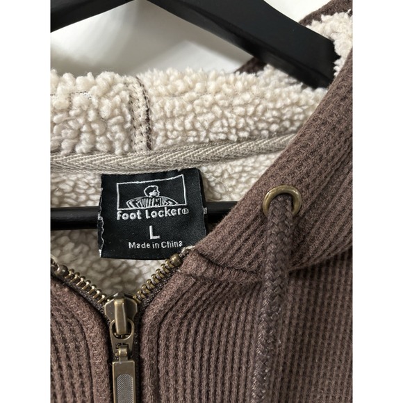 Vintage Foot Locker Fleece Lined Hooded Sweatshirt Rad Early Y2K Grunge Size L - Picture 3 of 6